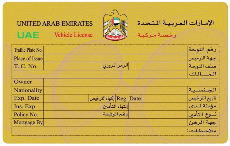 arabski dowód rejestracyjny z Emiratów