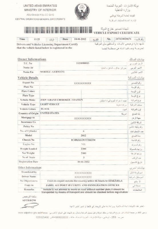 certyfikat exportowy z Emiraty Arabskich tłumaczenie