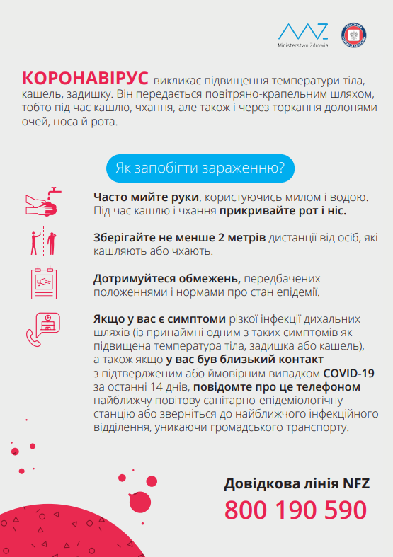Informacje NFZ Koronawirus po ukraińsku