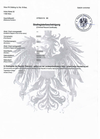 austriackie zaświadczenie o niekaralności