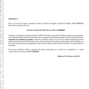 Tłumaczenie hiszpańskiego zaświadczenia o niekaralności