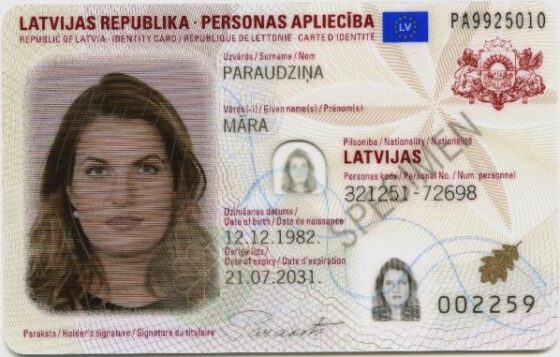 Łotewski dowód osobisty (tłumaczenie na polski)