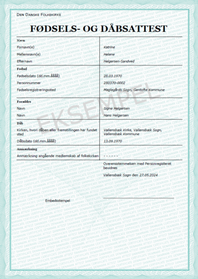 Tłumaczenie przysięgłe Duńskiego aktu chrztu na język polski