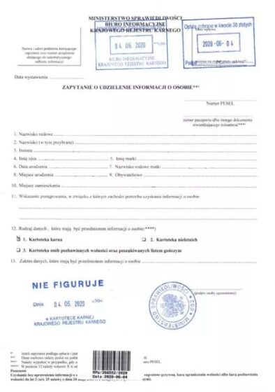 Tłumaczenie polskiego zaświadczenia o niekaralności