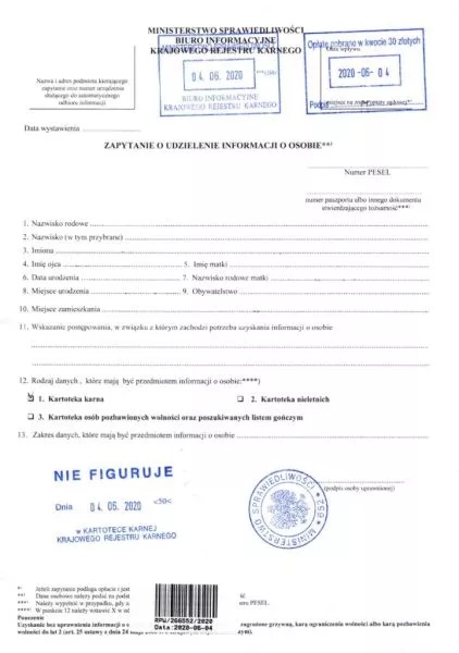 Tłumaczenie polskiego zaświadczenia o niekaralności
