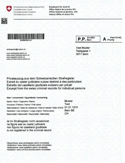 Tłumaczenie szwajcarskiego zaświadczenia o niekaralności