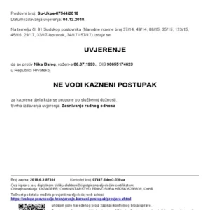 tłumaczenie chorwackiego zaświadczenia o niekaralności