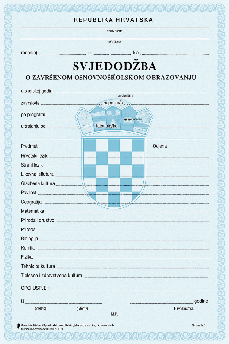 🇭🇷 Świadectwo szkolne / maturalne z Chorwacji – tłumaczenie przysięgłe na język polski