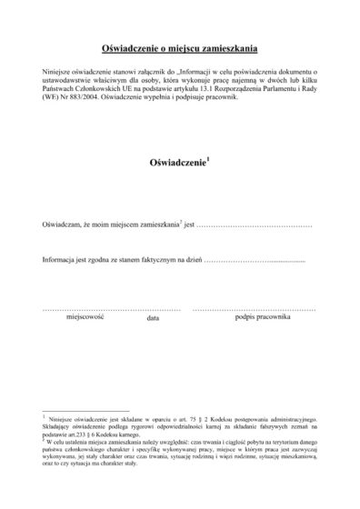 Tłumaczenie polskiego zaświadczenia o miejscu zamieszkania