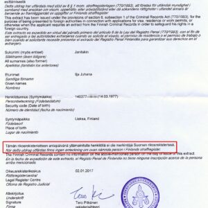 Tłumaczenie fińskiego zaświadczenia o niekaralnści