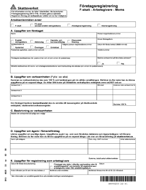 Szwedzki Wpis do Ewidencji Działalności Gospodarczej, Företagsregistrering