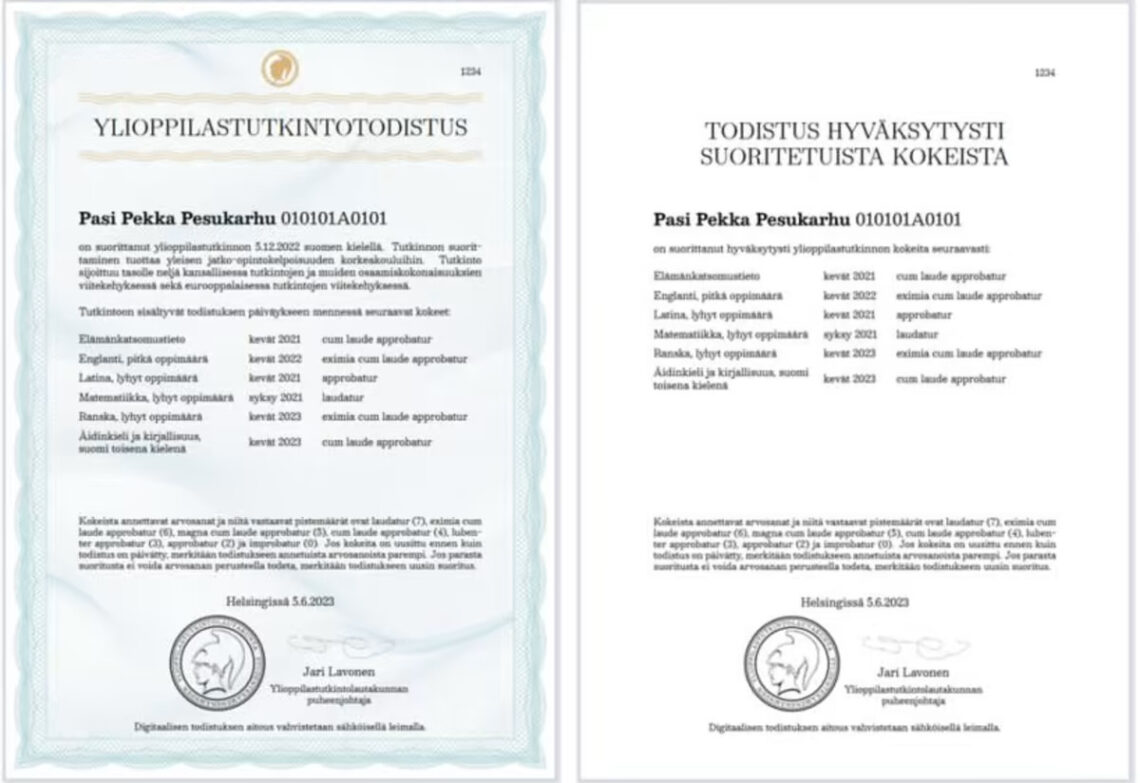 Tłumaczenie fińskiego świadectwa maturalnego