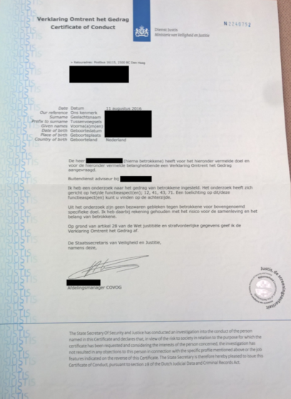 tłumaczenie holenderskiego / niderlandzkiego zaświadczenia o niekaralności