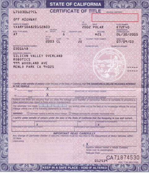 tłumaczenie amerykańskich dokumentów samochodowych Title lub Salvage Certificate of Title)