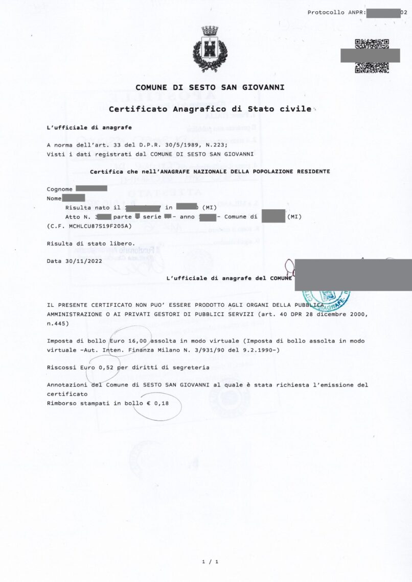 🇮🇹 Zaświadczenie o stanie cywilnym z Włoch – tłumaczenie przysięgłe na język polski