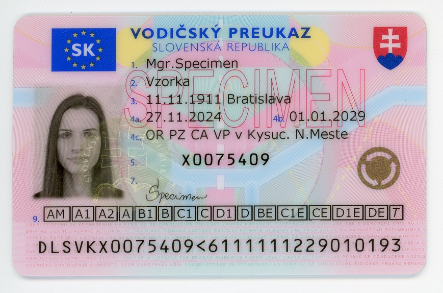 Słowackie prawo jazdy, Vodičský preukaz
