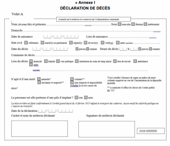 Luksemburski Akt Zgonu (Acte de décès/Sterbeurkunde) - tłumaczenie przysięgłe