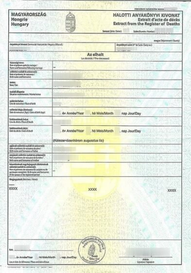Węgierski Akt Zgonu (tłumaczenie na polski)