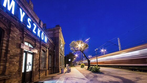 Widok na stacje pociągową w Myszkowie, gdzie gdziała Tłumacz przysięgły Myszków