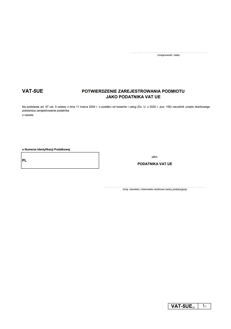 Tłumaczenie przysięgłe VAT-5UE