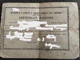 Albański Akt Chrztu (certifikatë pagëzimi) - Tłumaczenie przysięgłe