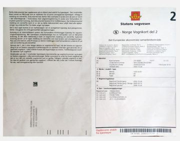 statens vegvesen rejestracja samochodu z Norwegii norweski dowód rejestracyjny sprowadzenie auta z Norwegii import auta z Norwegii Vognkort Del 2 - Norweski Dowód rejestracyjny Część 2